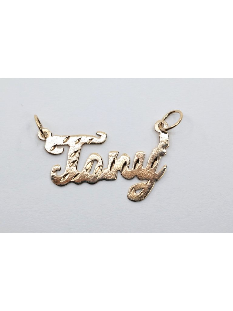 Unique 10k Karat Solid Yellow Gold Designer Initial Name  Tory  Charm Pendant